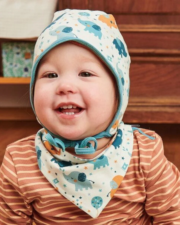 Cheeky Apple Wendbares Bio-Dreieckstuch "Babyelefant|Streifen Caramell"