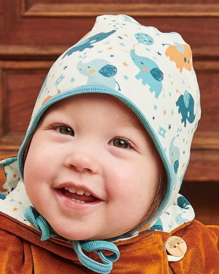 Cheeky Apple Gefüttertes Bio-Ohrenhäubchen "Babyelefant|Fleece Copper Meliert"