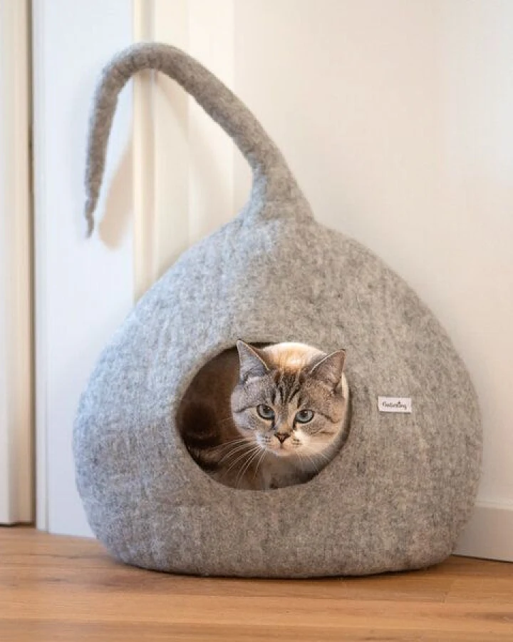 naturling Filz Katzenhöhle - kuscheliges Katzenbett auch für große Katzen