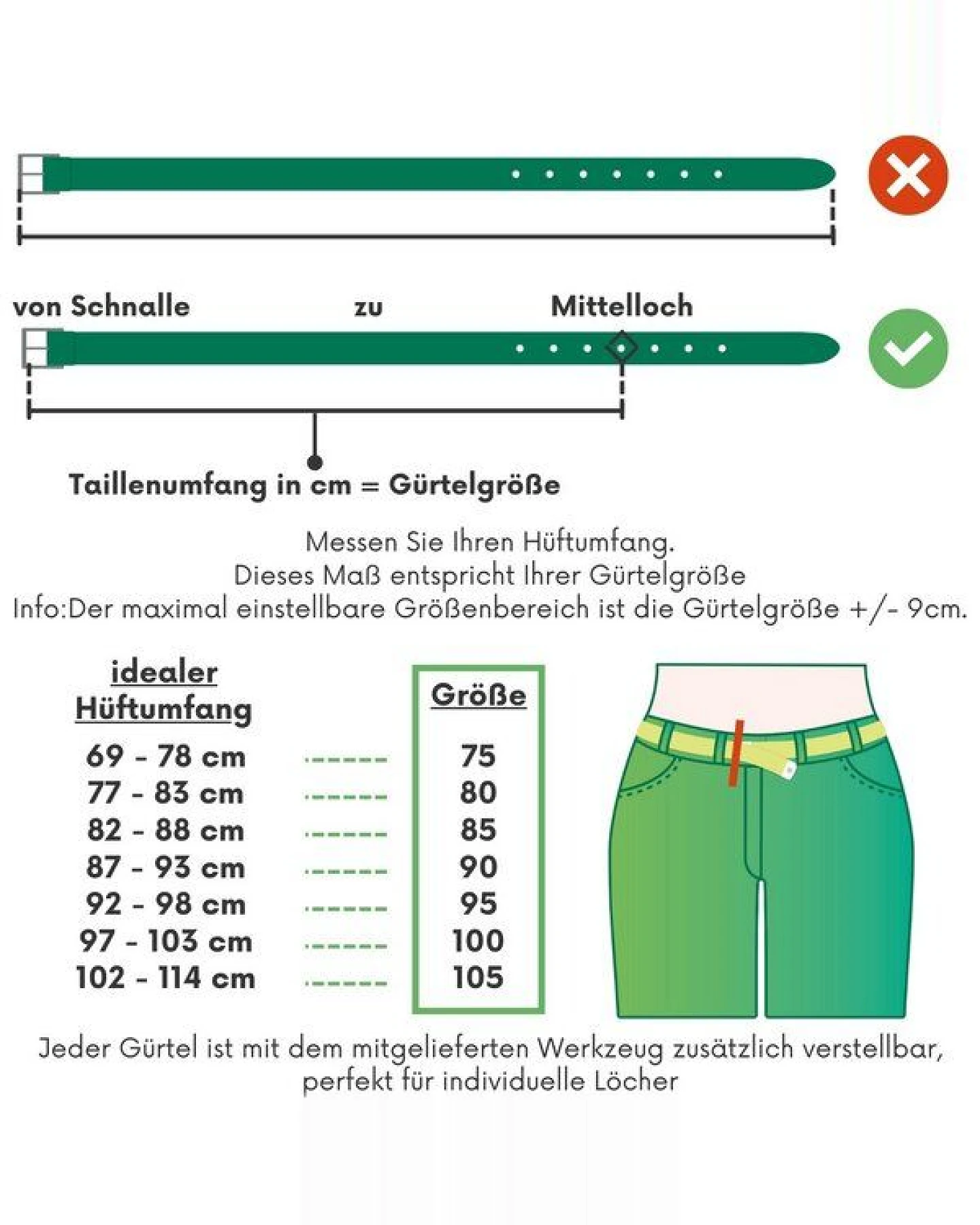 Simaru Premium-Ledergürtel für Damen 25mm Manaus - EU – Ansicht 4