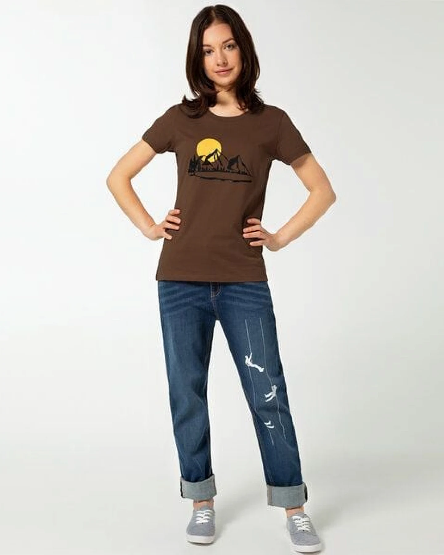 Spangeltangel T-Shirt "Bergluft", Berge, Siebdruck, für Frauen, Berglandschaft, bedruckt, Biobaumwolle – Ansicht 4