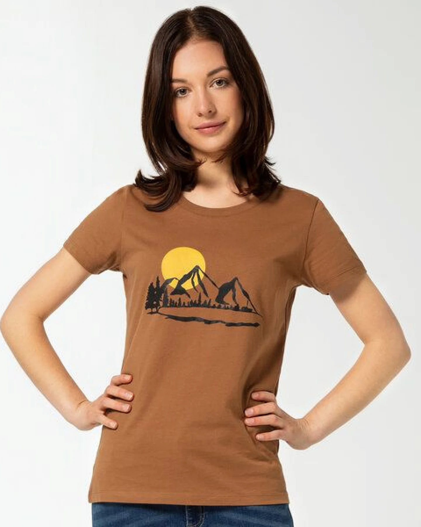 Spangeltangel T-Shirt "Bergluft", Berge, Siebdruck, für Frauen, Berglandschaft, bedruckt, Biobaumwolle – Ansicht 3