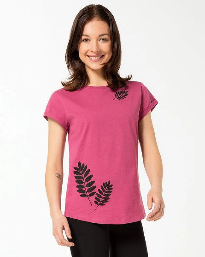 Spangeltangel Damenshirt "Vogelbeerblätter", T-Shirt, gedrucktes florales Motiv, für Frauen