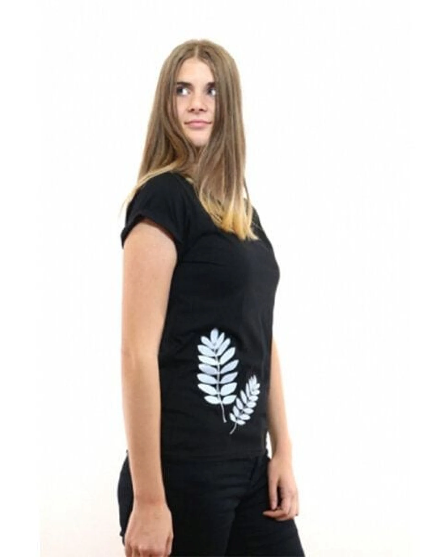 Spangeltangel Damenshirt "Vogelbeerblätter", T-Shirt, gedrucktes florales Motiv, für Frauen – Ansicht 3
