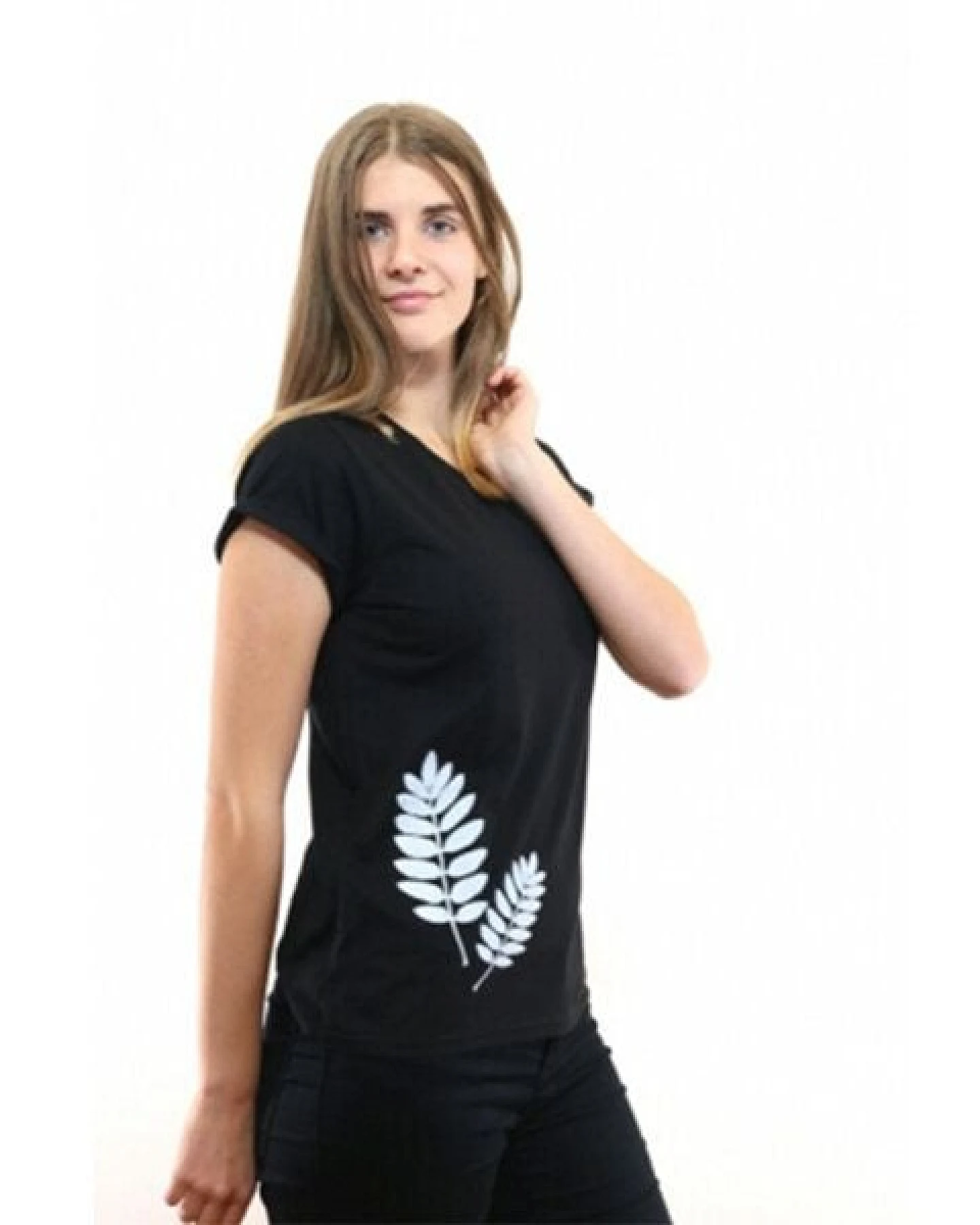 Spangeltangel Damenshirt "Vogelbeerblätter", T-Shirt, gedrucktes florales Motiv, für Frauen – Ansicht 4