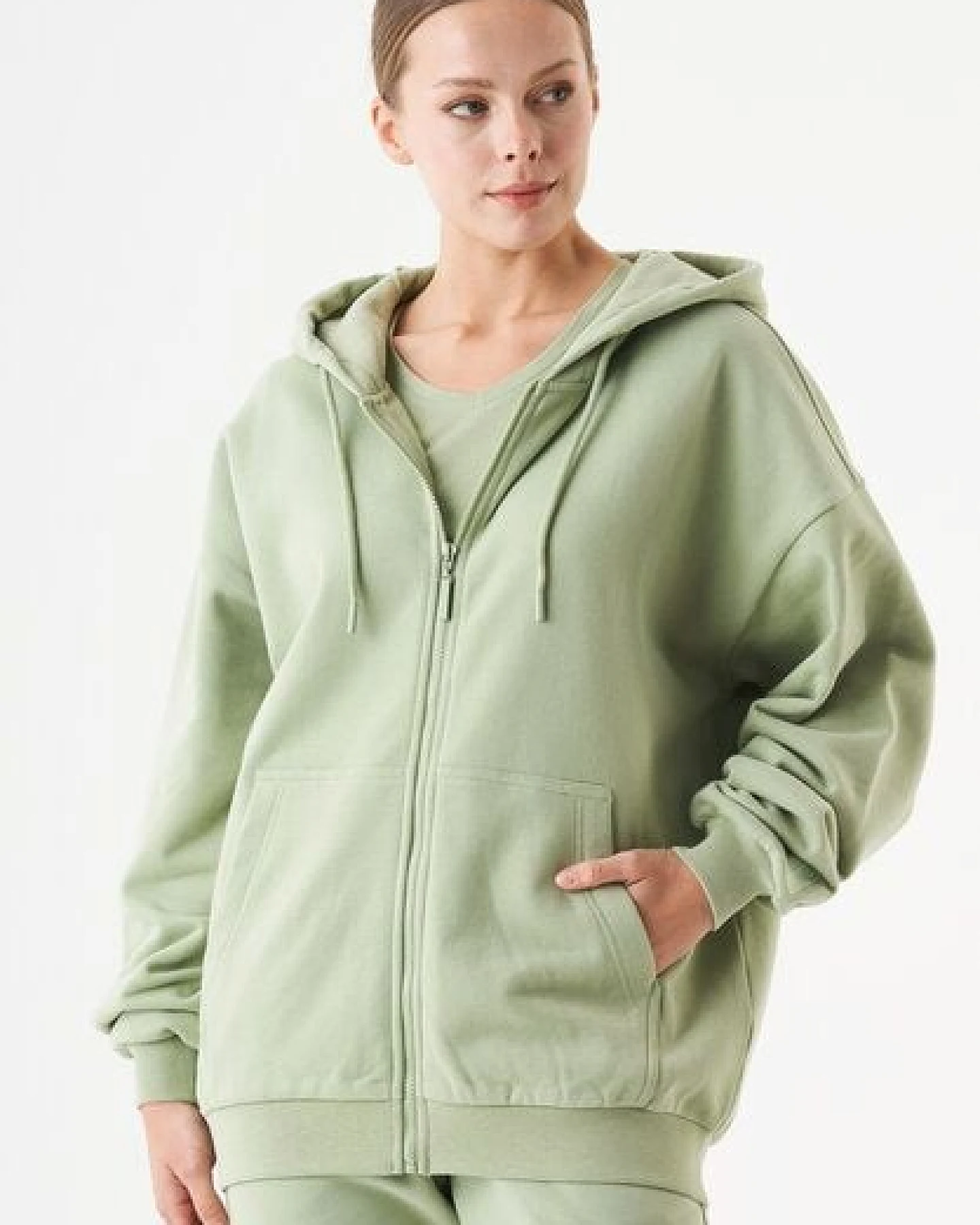 ORGANICATION ESSENTIALS-JALE- Soft Touch Sweatjacke aus Bio-Baumwolle – Ansicht 3