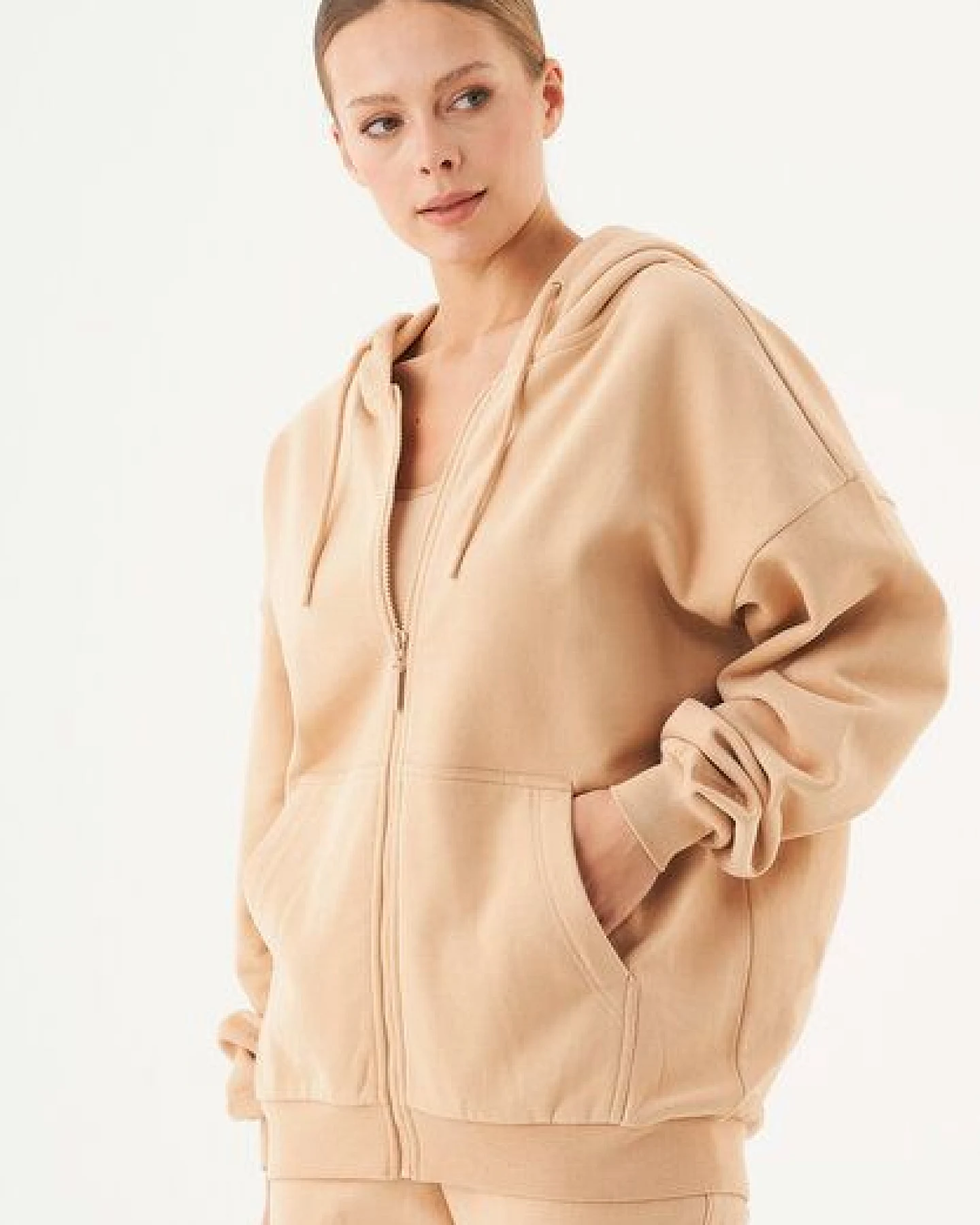 ORGANICATION ESSENTIALS-JALE- Soft Touch Sweatjacke aus Bio-Baumwolle – Ansicht 3