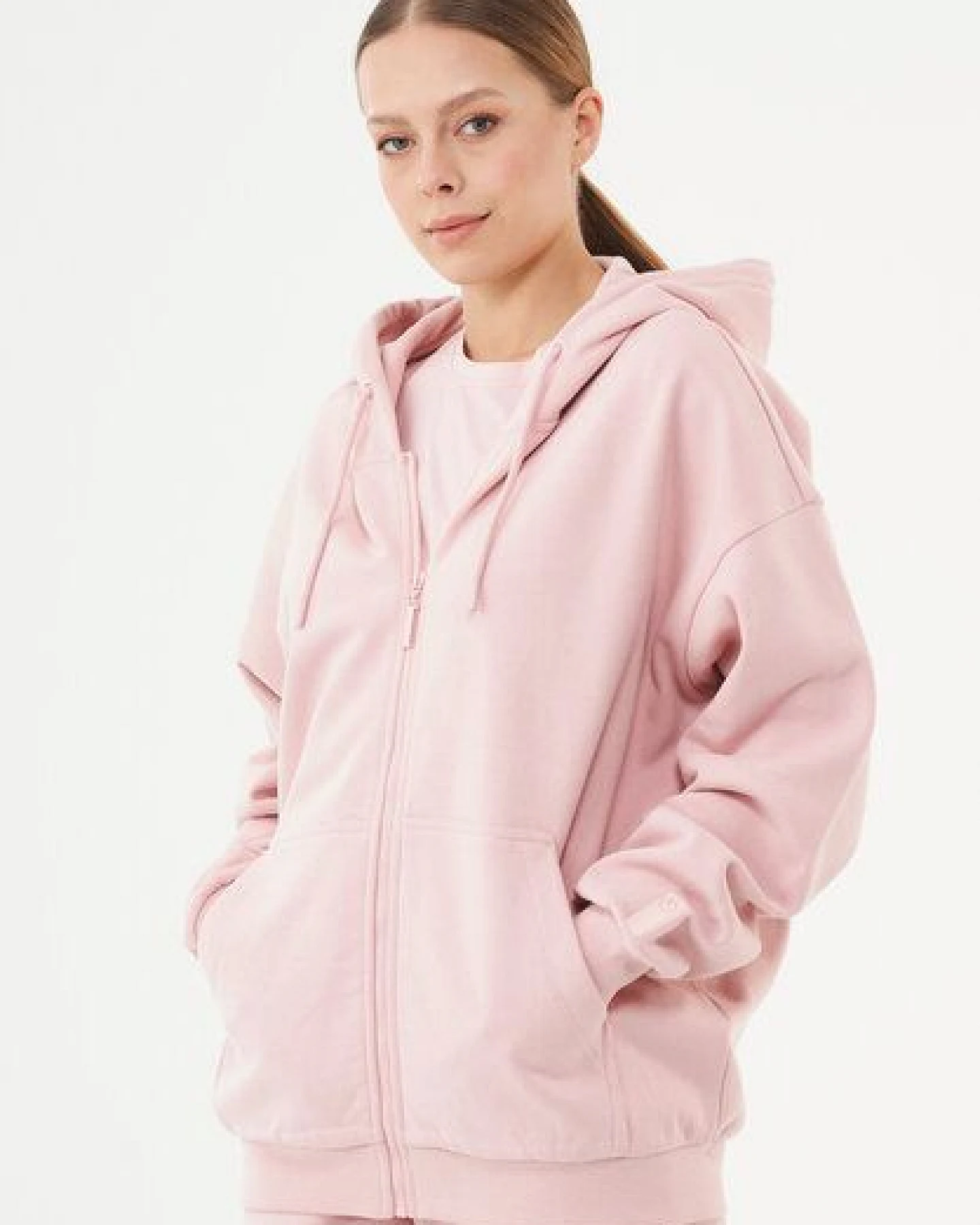 ORGANICATION ESSENTIALS-JALE- Soft Touch Sweatjacke aus Bio-Baumwolle – Ansicht 3
