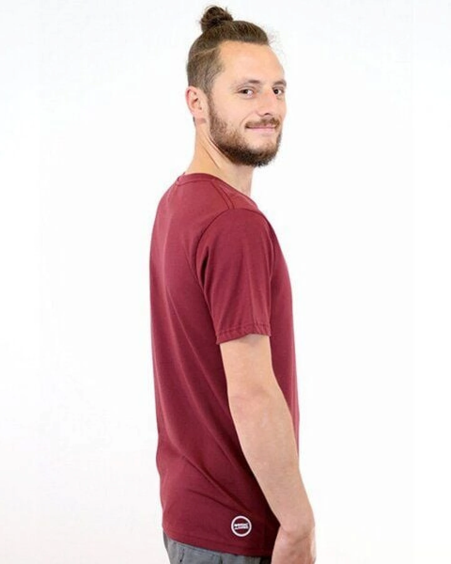 Spangeltangel T-Shirt "Musikinstrumente " in burgundrot, bedruckt, aus Bio-Baumwolle, Unisex – Ansicht 3