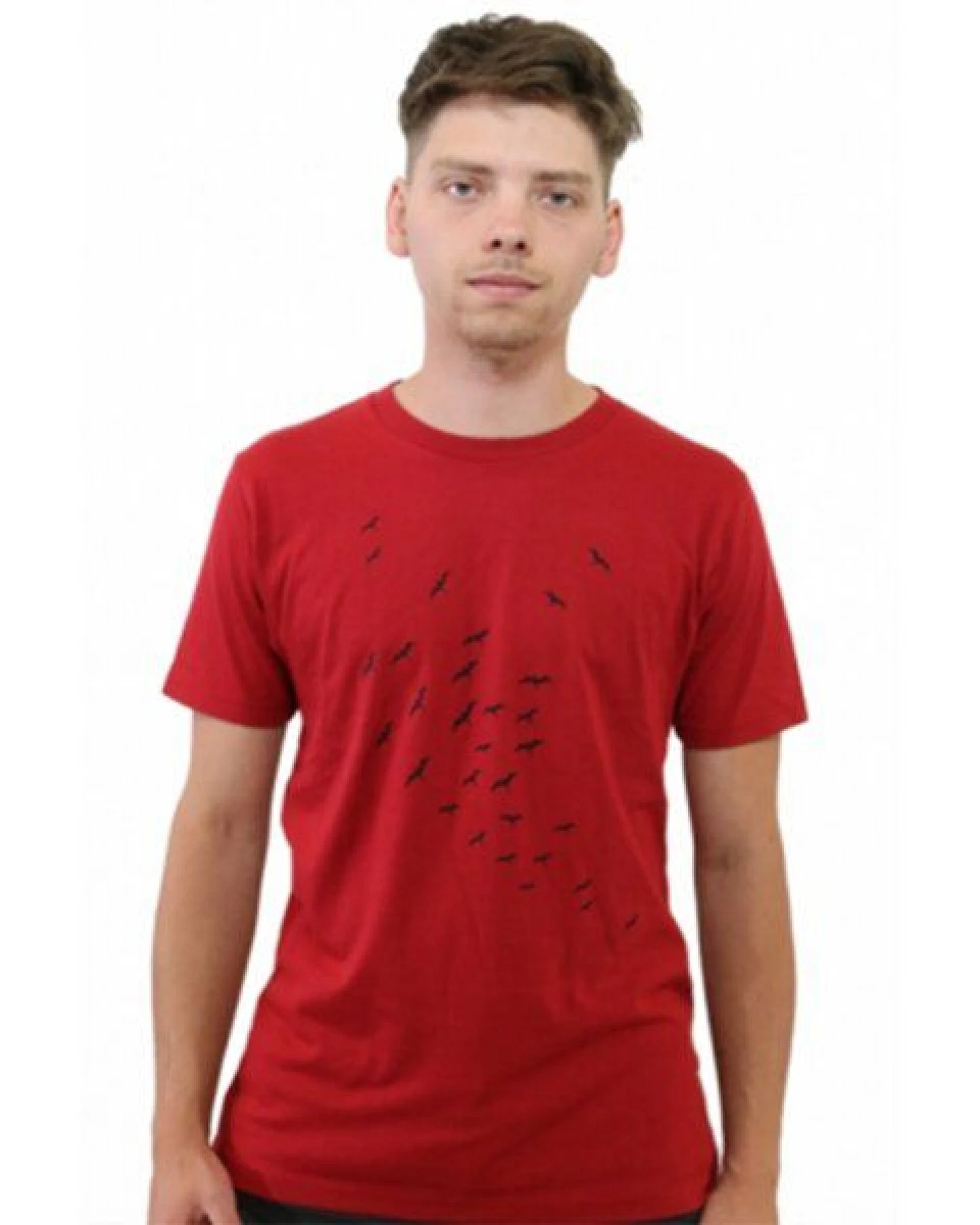 Spangeltangel T-Shirt "Vogelschwarm", bedrucktes Herrenshirt, Siebdruck, Bio-Baumwolle – Ansicht 2