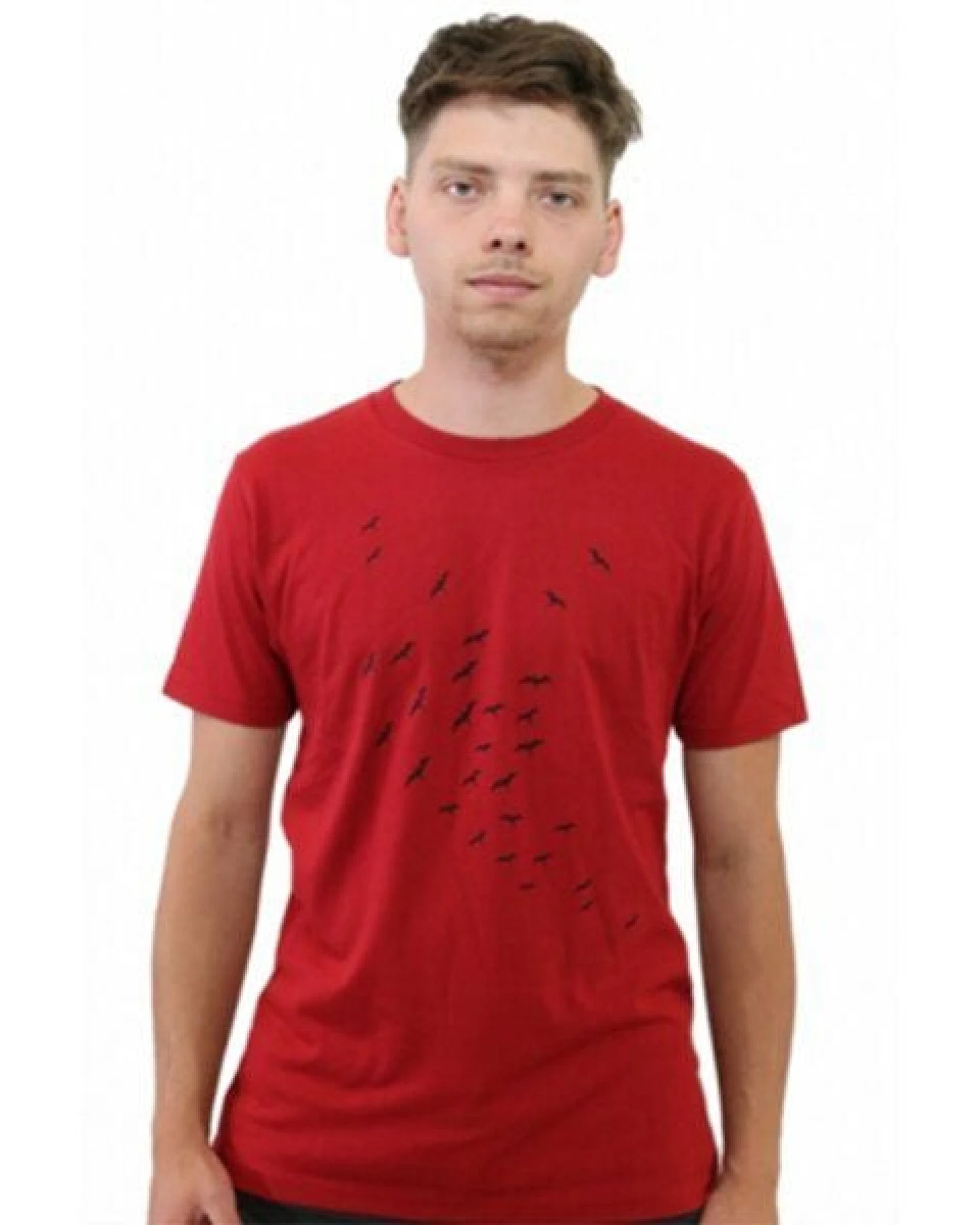 Spangeltangel T-Shirt "Vogelschwarm", bedrucktes Herrenshirt, Siebdruck, Bio-Baumwolle – Ansicht 2
