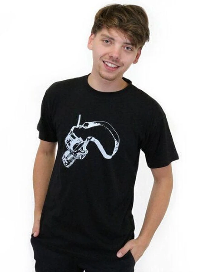 Spangeltangel T-Shirt "Kamera" schwarz, weiß bedruckt, Siebdruck, Foto