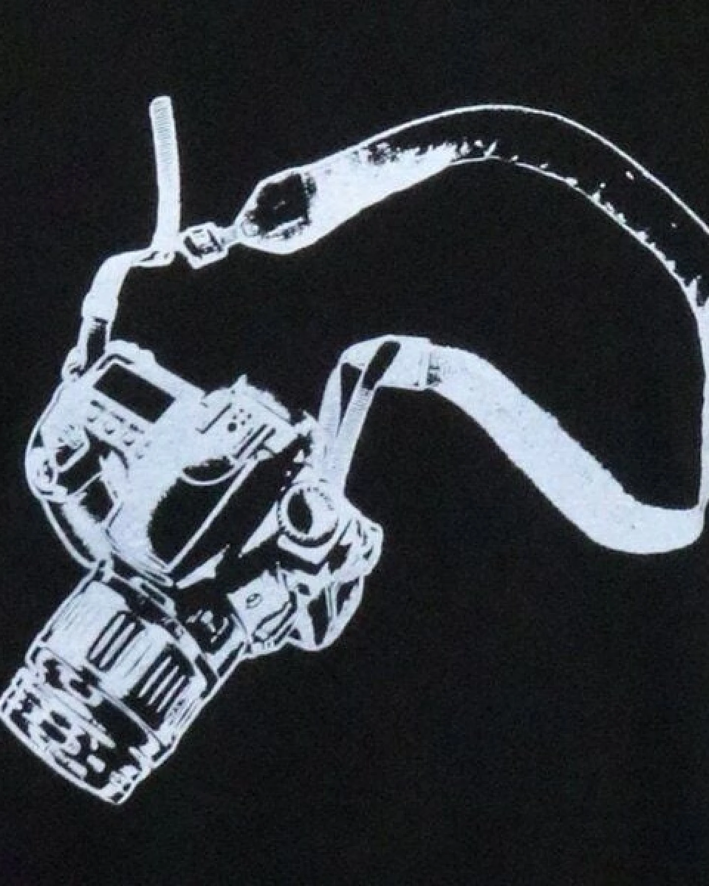 Spangeltangel T-Shirt "Kamera" schwarz, weiß bedruckt, Siebdruck, Foto – Ansicht 3
