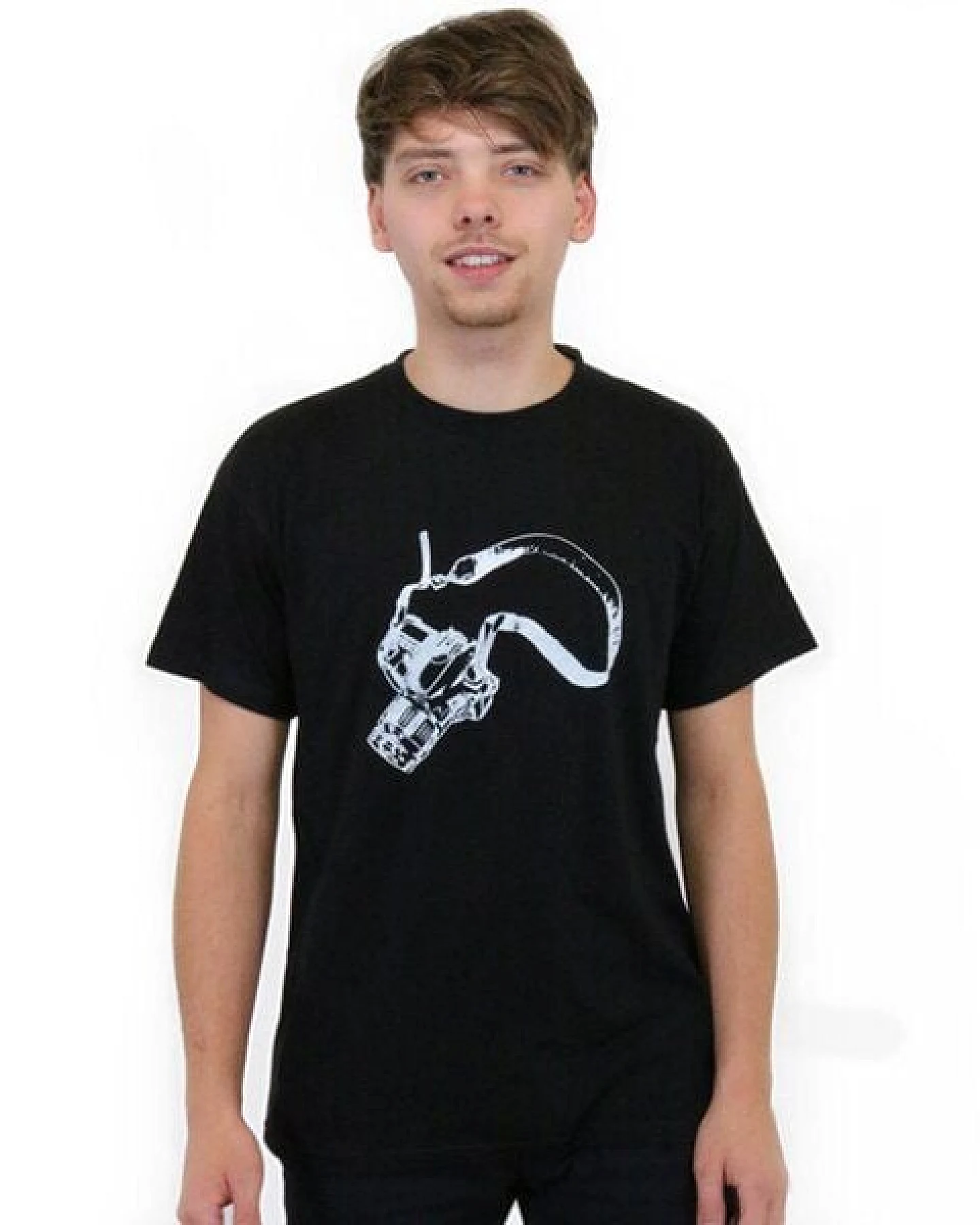 Spangeltangel T-Shirt "Kamera" schwarz, weiß bedruckt, Siebdruck, Foto – Ansicht 2