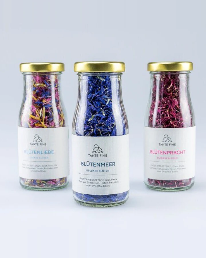 Tante Fine Bio BLÜTENKONFETTI * essbare Blüten in allen Farben * Streudeko für Gerichte