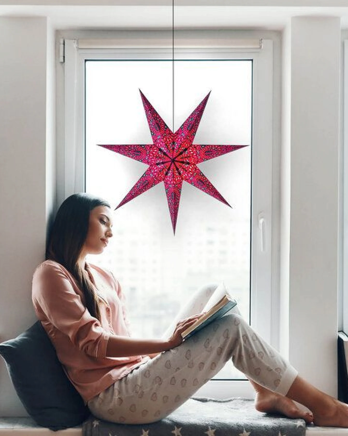 Mitienda Shop Papierstern Indira fuchsia Weihnachtsstern aus Recyclingpapier – Ansicht 2