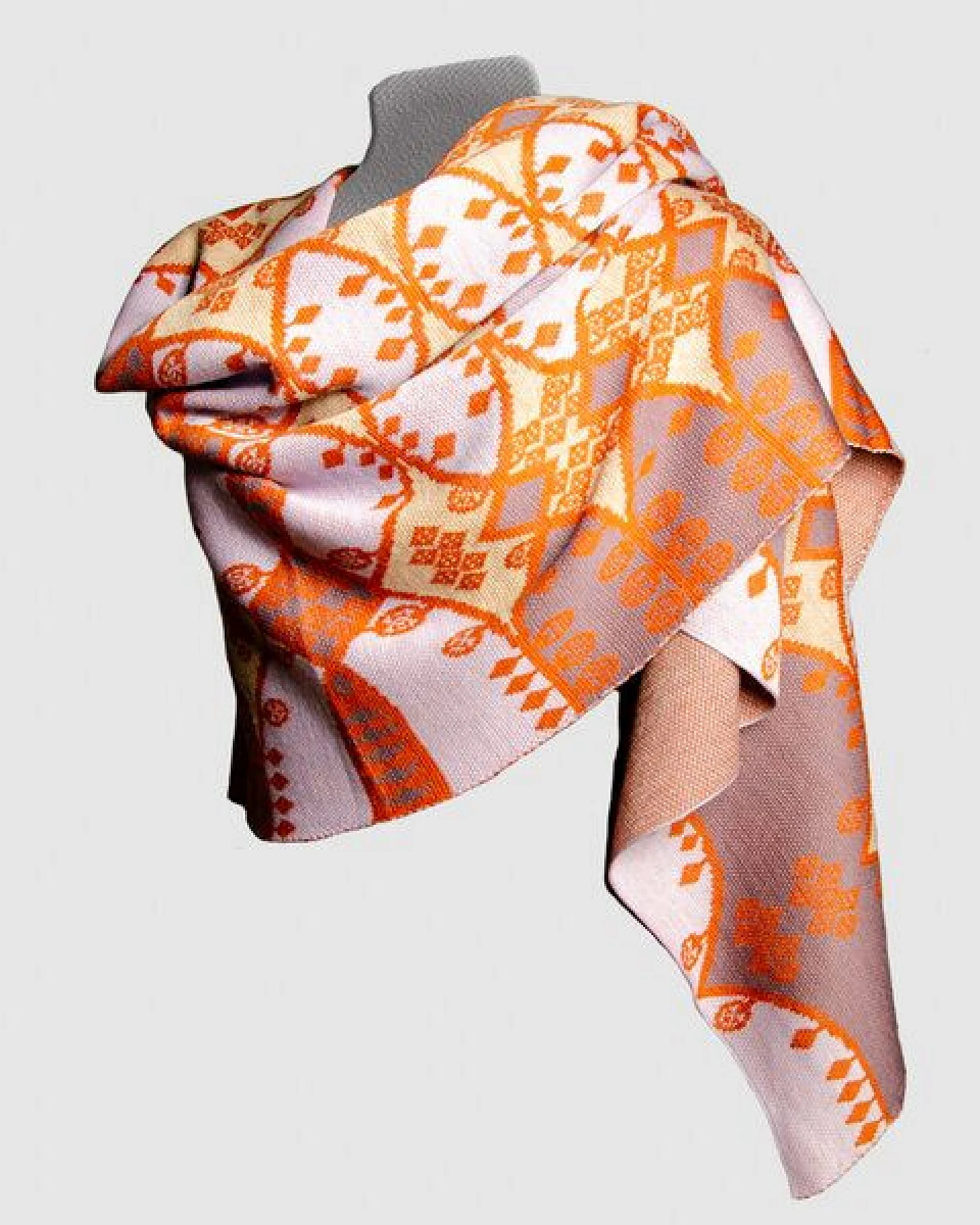LANARTO slow fashion Merino Maxi-Schaltuch Mandarin, vierfarbig aus 100% mulesingfreier Merinowolle – Ansicht 2