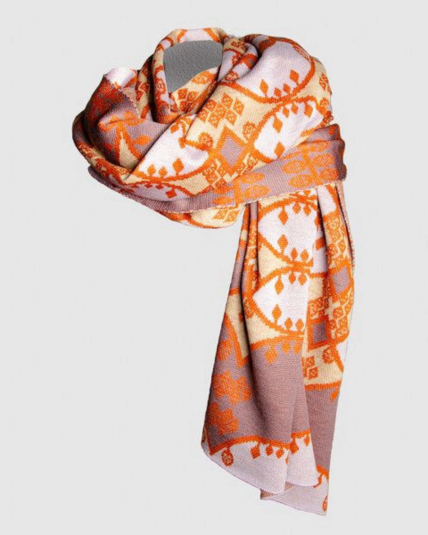 LANARTO slow fashion Merino Maxi-Schaltuch Mandarin, vierfarbig aus 100% mulesingfreier Merinowolle – Ansicht 3
