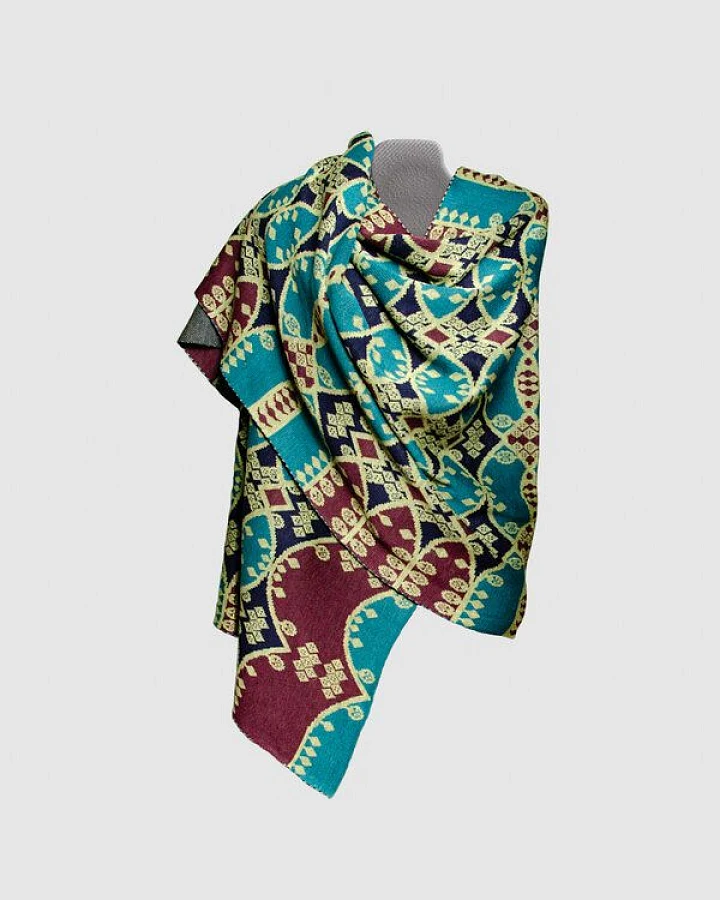 LANARTO slow fashion Merino Maxi-Schaltuch Smaragd, Feinstrick aus 100% mulesingfreier Merinowolle