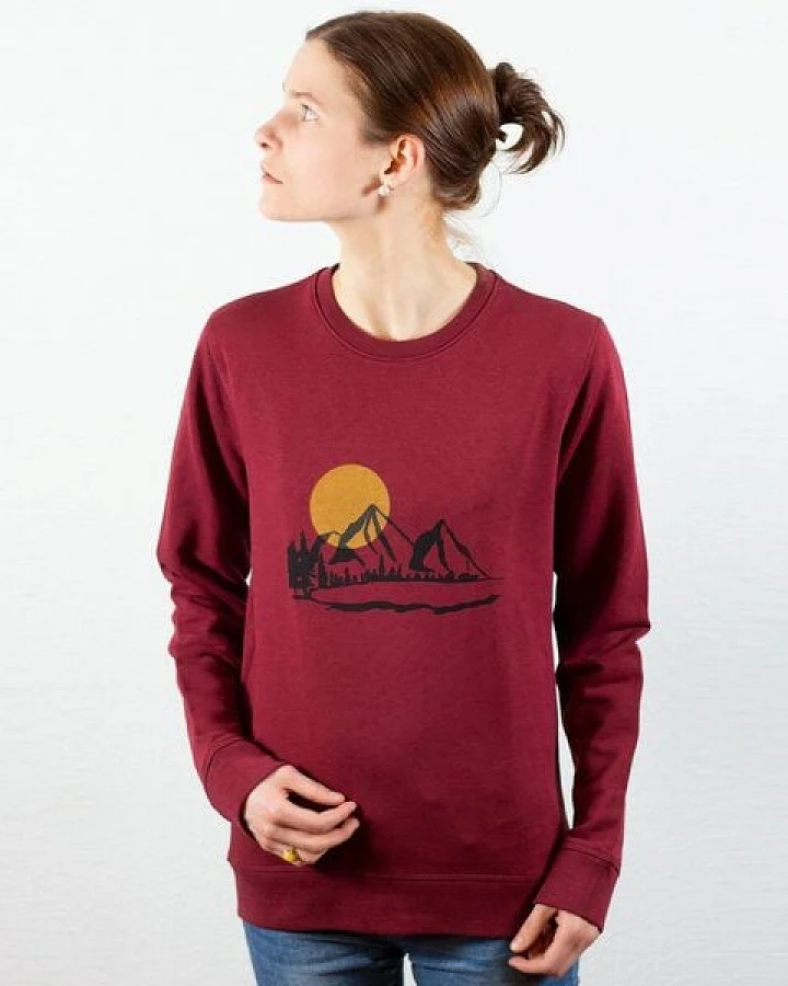 Spangeltangel Pullover, "Bergluft" burgund, Sweatshirt, Damen, bedruckt, Siebdruck, Outdoor