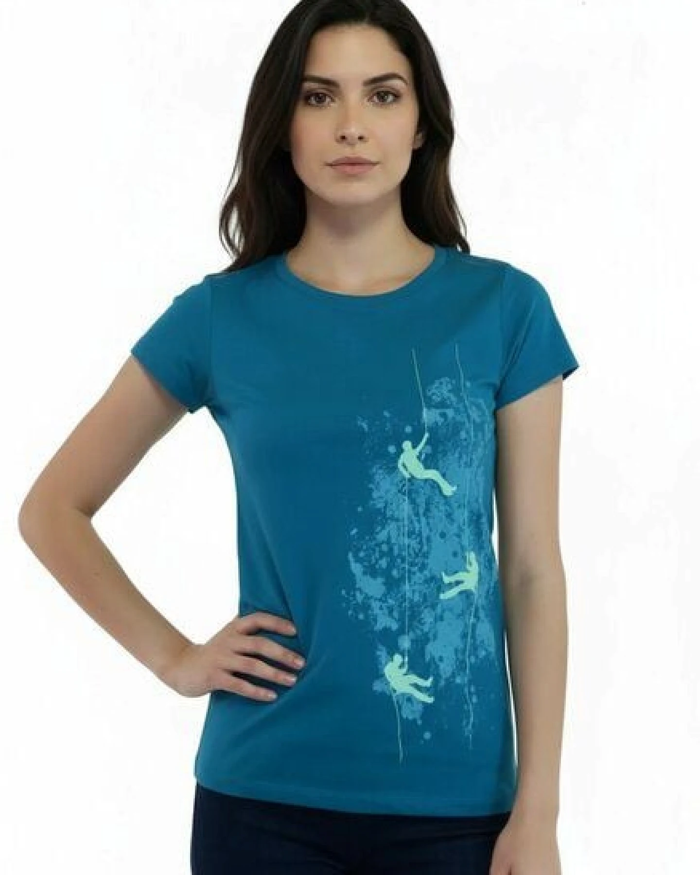 Spangeltangel Damenshirt, “Kletterer“, T-Shirt, sportlich, bedruckt, Siebdruck, Bio-Baumwolle – Ansicht 4