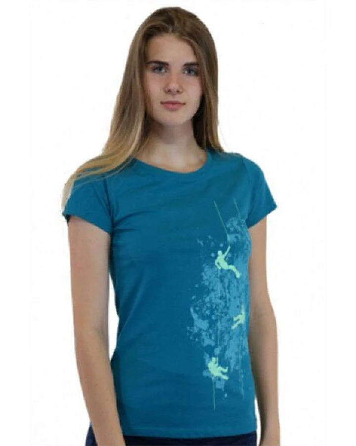 Spangeltangel Damenshirt, “Kletterer“, T-Shirt, sportlich, bedruckt, Siebdruck, Bio-Baumwolle