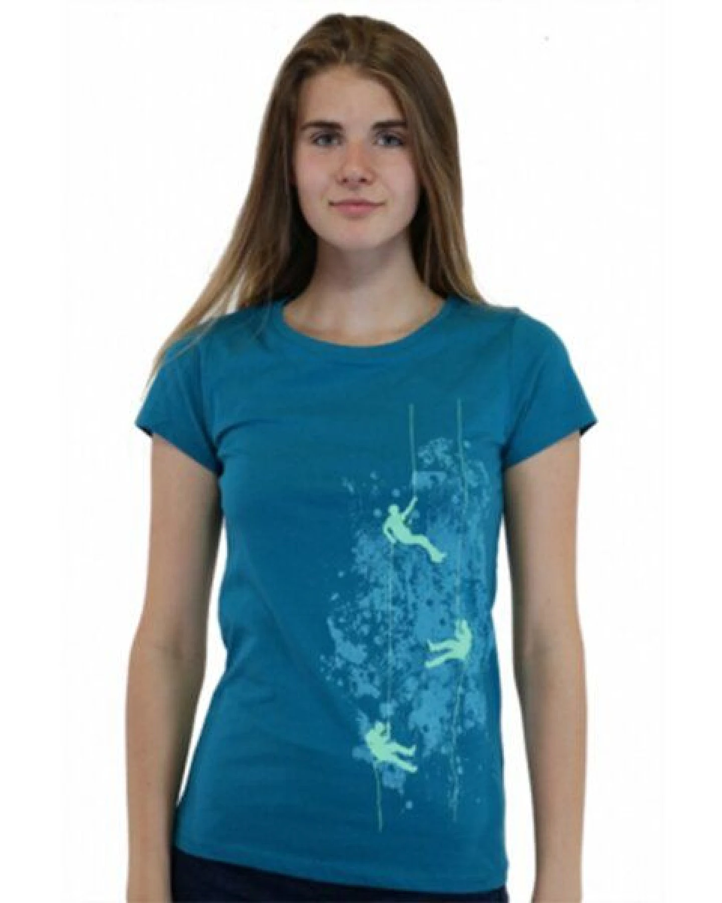 Spangeltangel Damenshirt, “Kletterer“, T-Shirt, sportlich, bedruckt, Siebdruck, Bio-Baumwolle – Ansicht 2