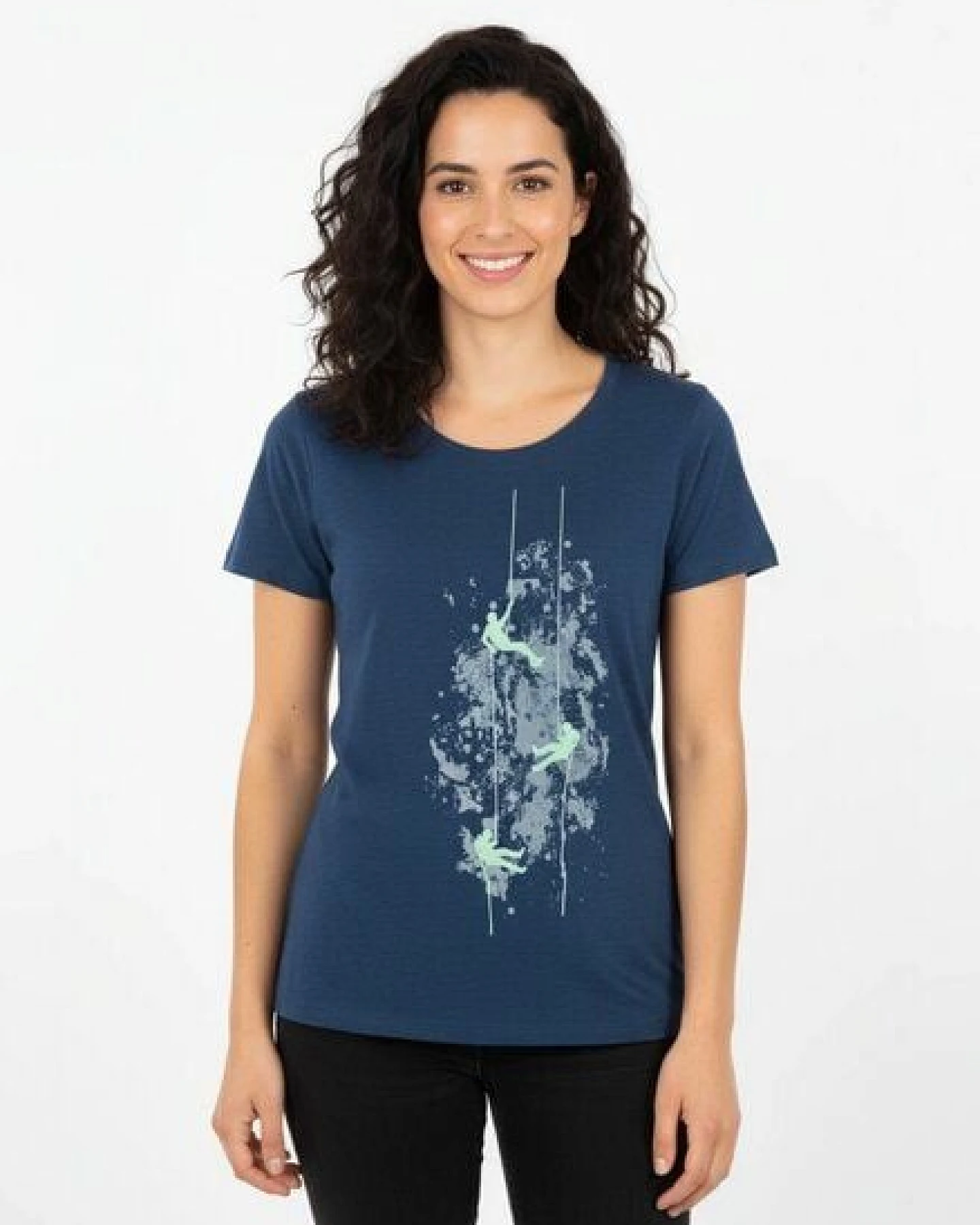 Spangeltangel Damenshirt, “Kletterer“, T-Shirt, sportlich, bedruckt, Siebdruck, Bio-Baumwolle – Ansicht 2