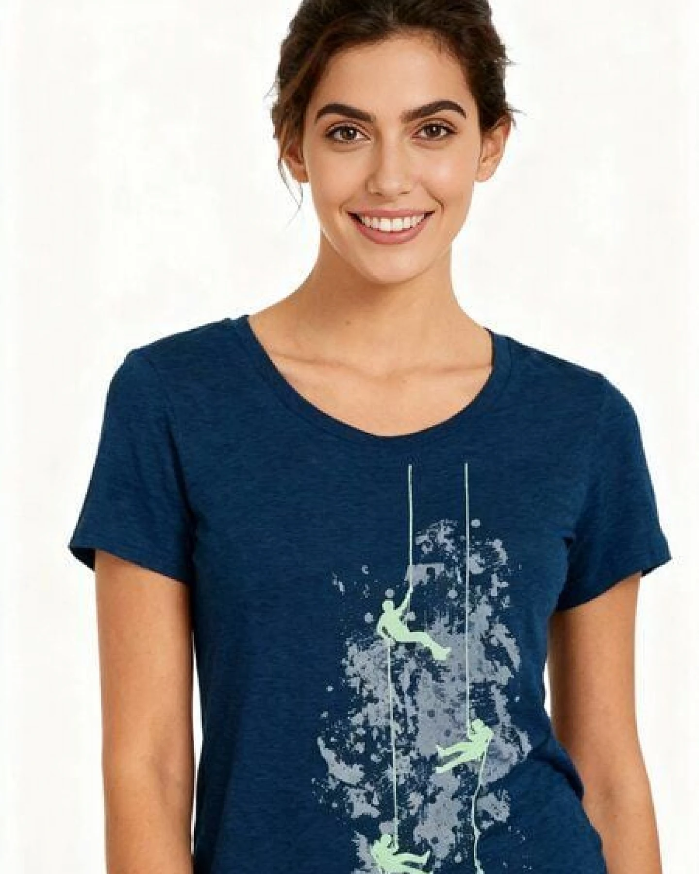 Spangeltangel Damenshirt, “Kletterer“, T-Shirt, sportlich, bedruckt, Siebdruck, Bio-Baumwolle – Ansicht 3