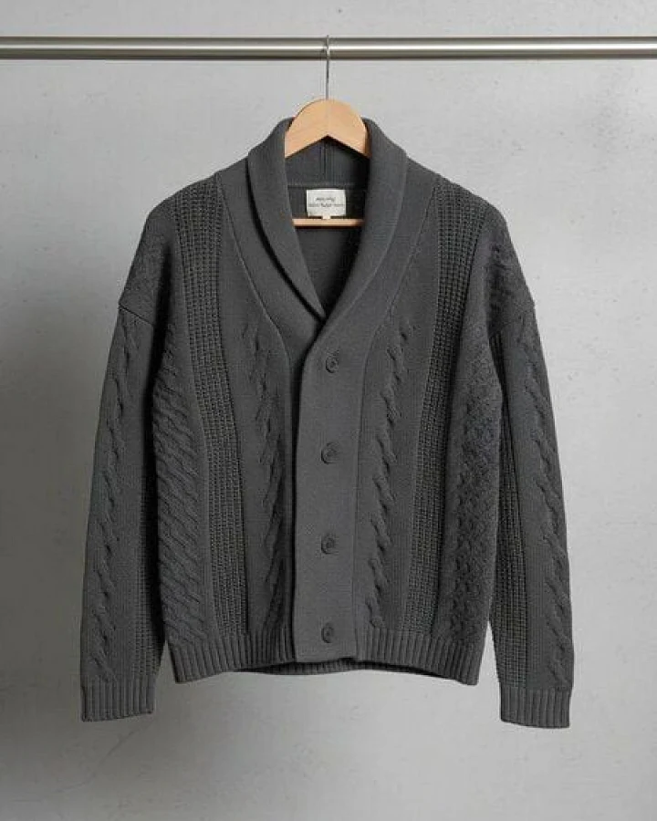Will's Vegan Shop Grobe Strickjacke mit Knopfleiste
