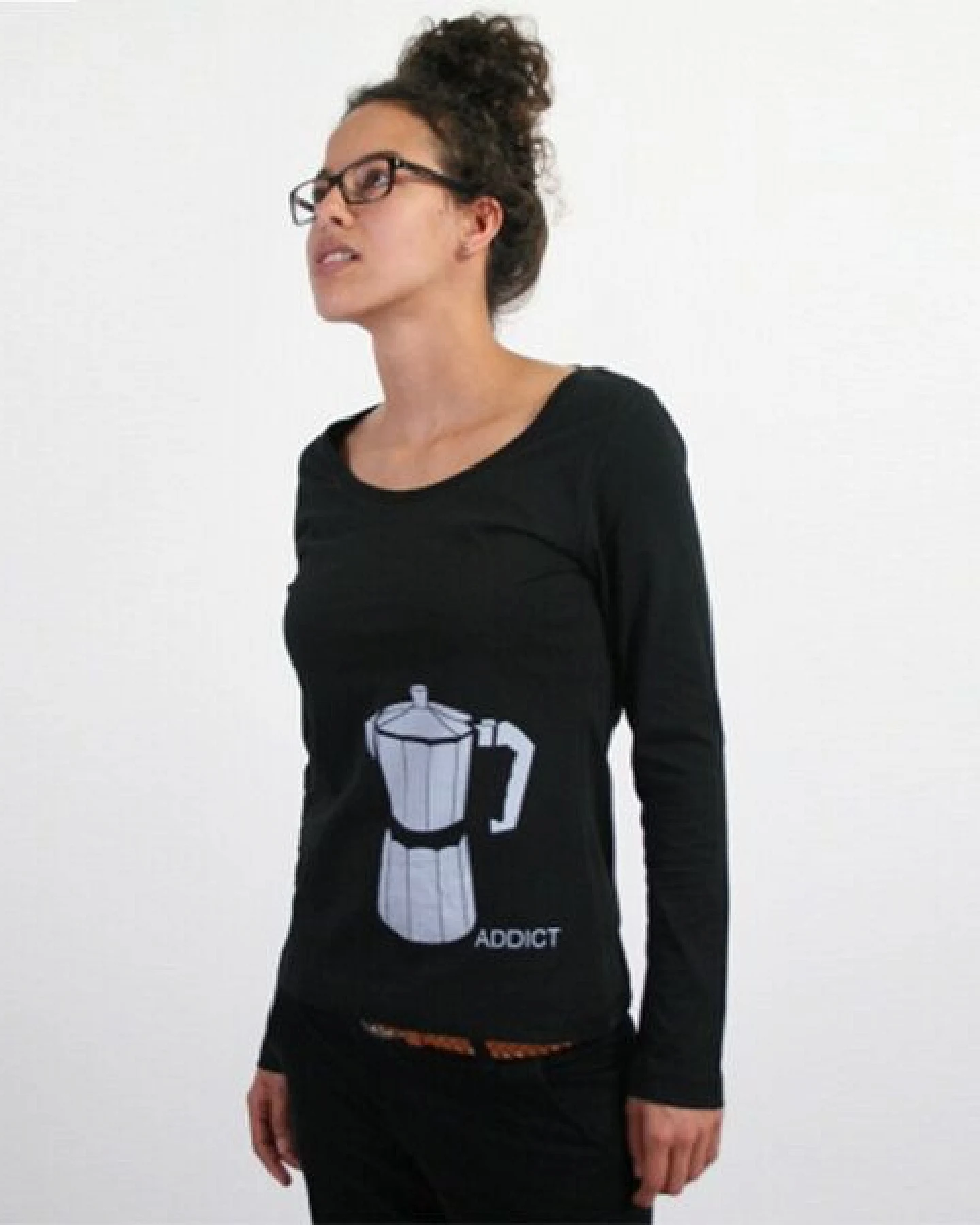 Spangeltangel Langarmshirt "Coffee Addict", Kaffee, schwarz, Siebdruck, Frauen, Damenmode, bedruckt – Ansicht 2