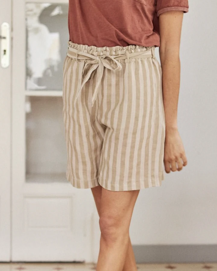 TWOTHIRDS Damen vegan Shorts Waiheke Streifen Beige