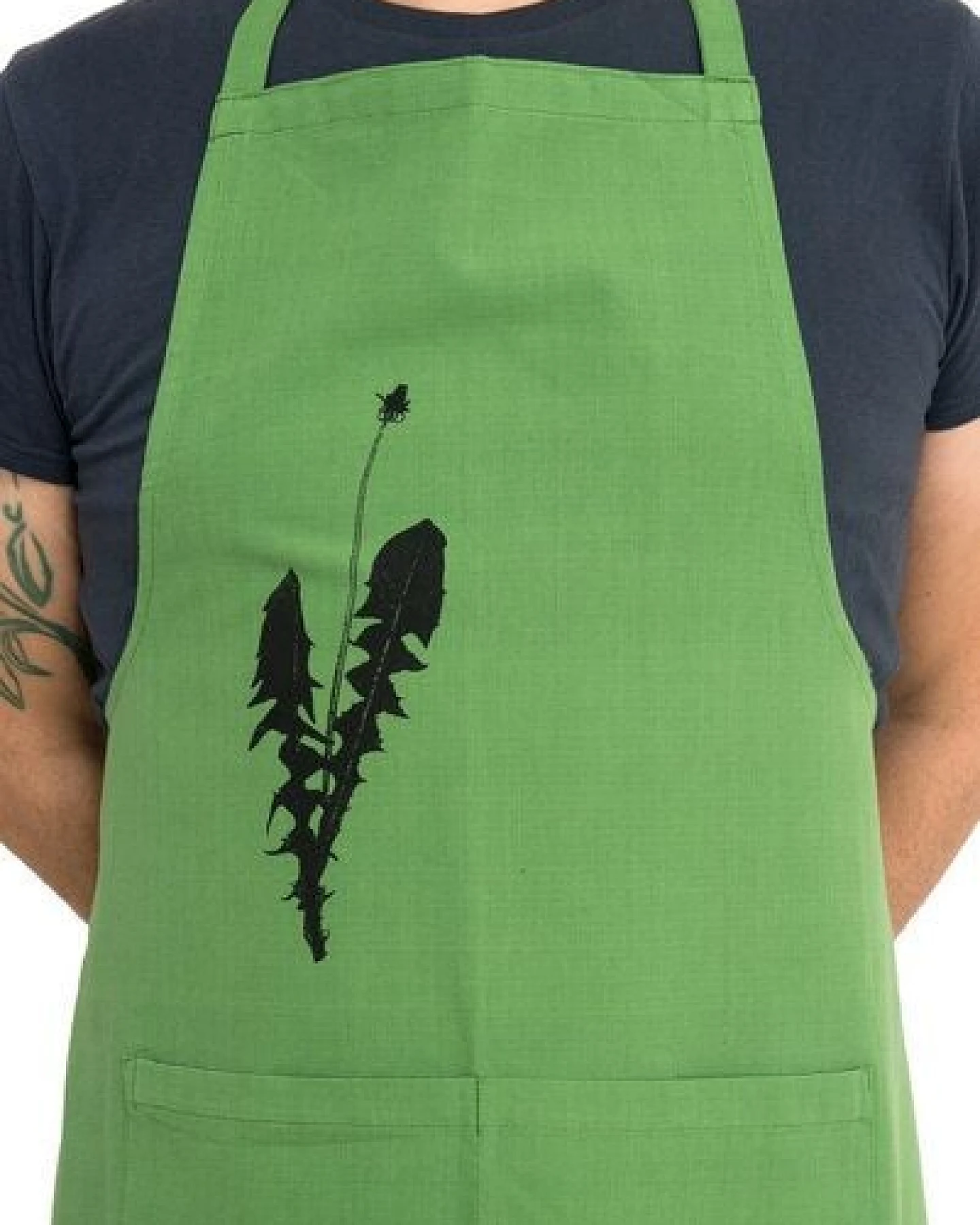 Hirschkind Fair-Trade & Bio-Kochschürze handgewebt grün "Löwenzahn" – Ansicht 3