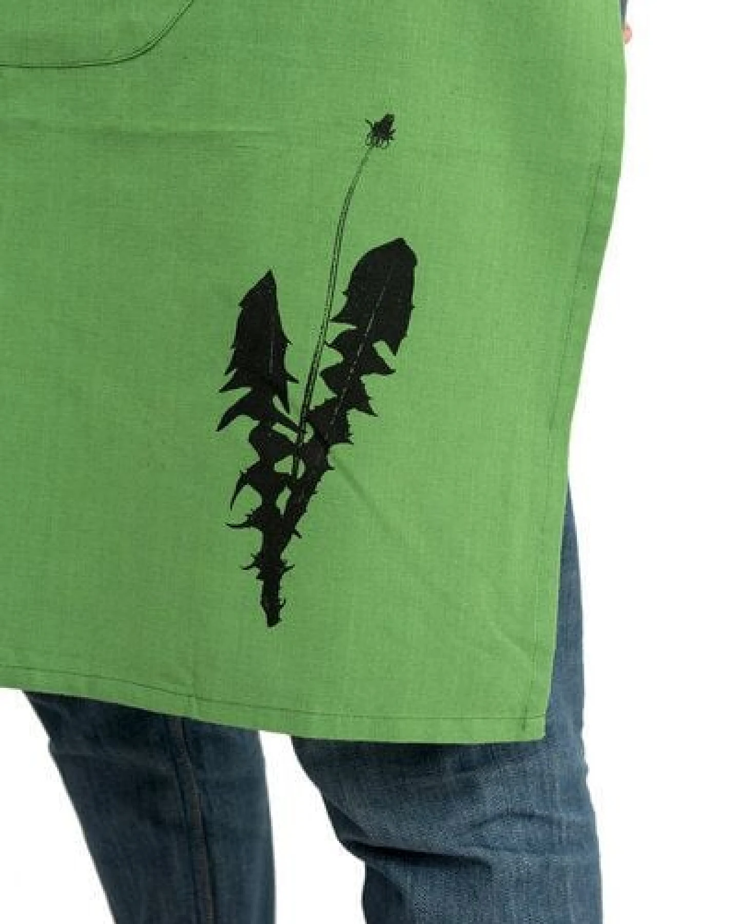 Hirschkind Fair-Trade & Bio-Kochschürze handgewebt grün "Löwenzahn" – Ansicht 4