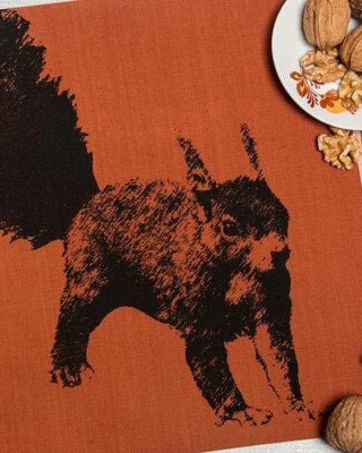 Hirschkind Bio & Fair-Trade-Geschirrtuch "Eichhörnchen"