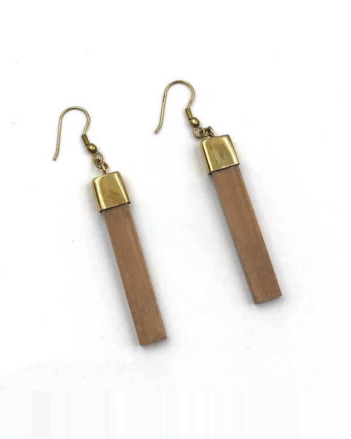 Mekhada Messingohrring mit Holz