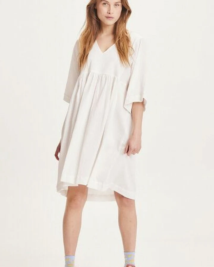 KnowledgeCotton Apparel Midi Kleid - HEATHER cotton crepe A-shape dress - aus Bio-Baumwolle