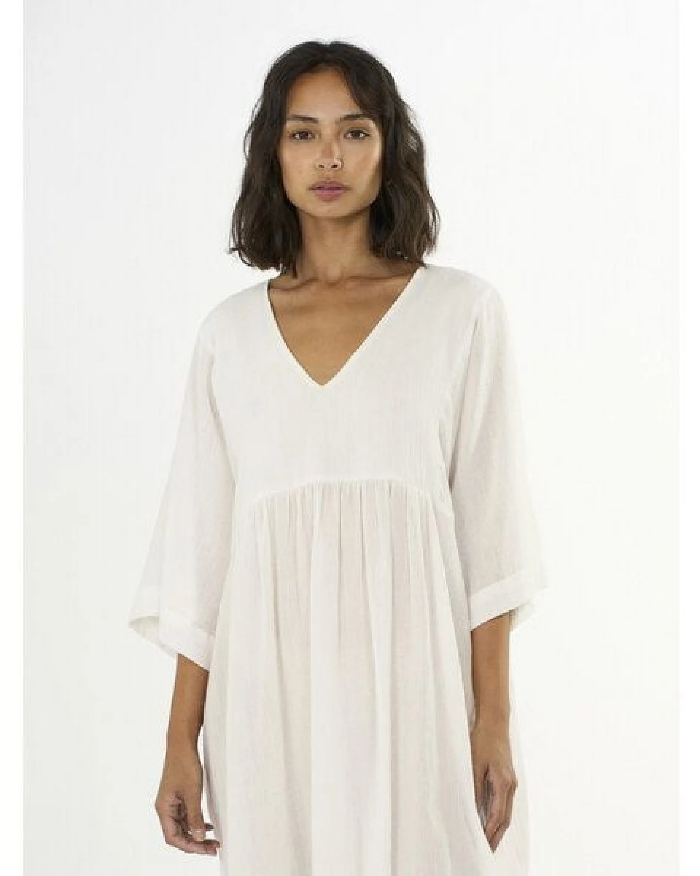 KnowledgeCotton Apparel Midi Kleid - HEATHER cotton crepe A-shape dress - aus Bio-Baumwolle – Ansicht 4