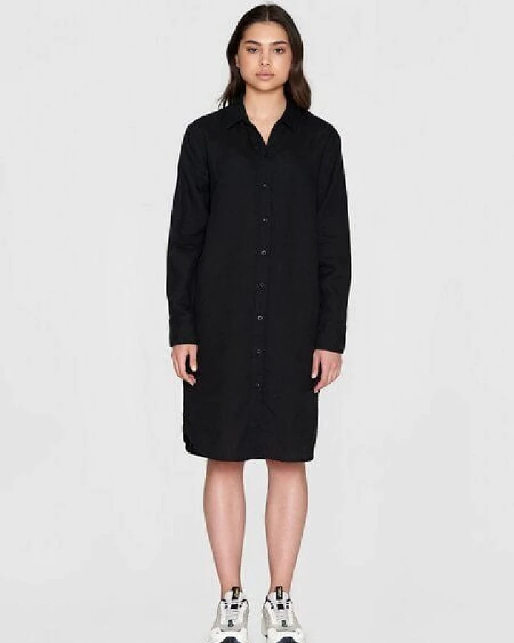 KnowledgeCotton Apparel Leinen- Hemdkleid - Classic linen dress - GOTS/Vegan