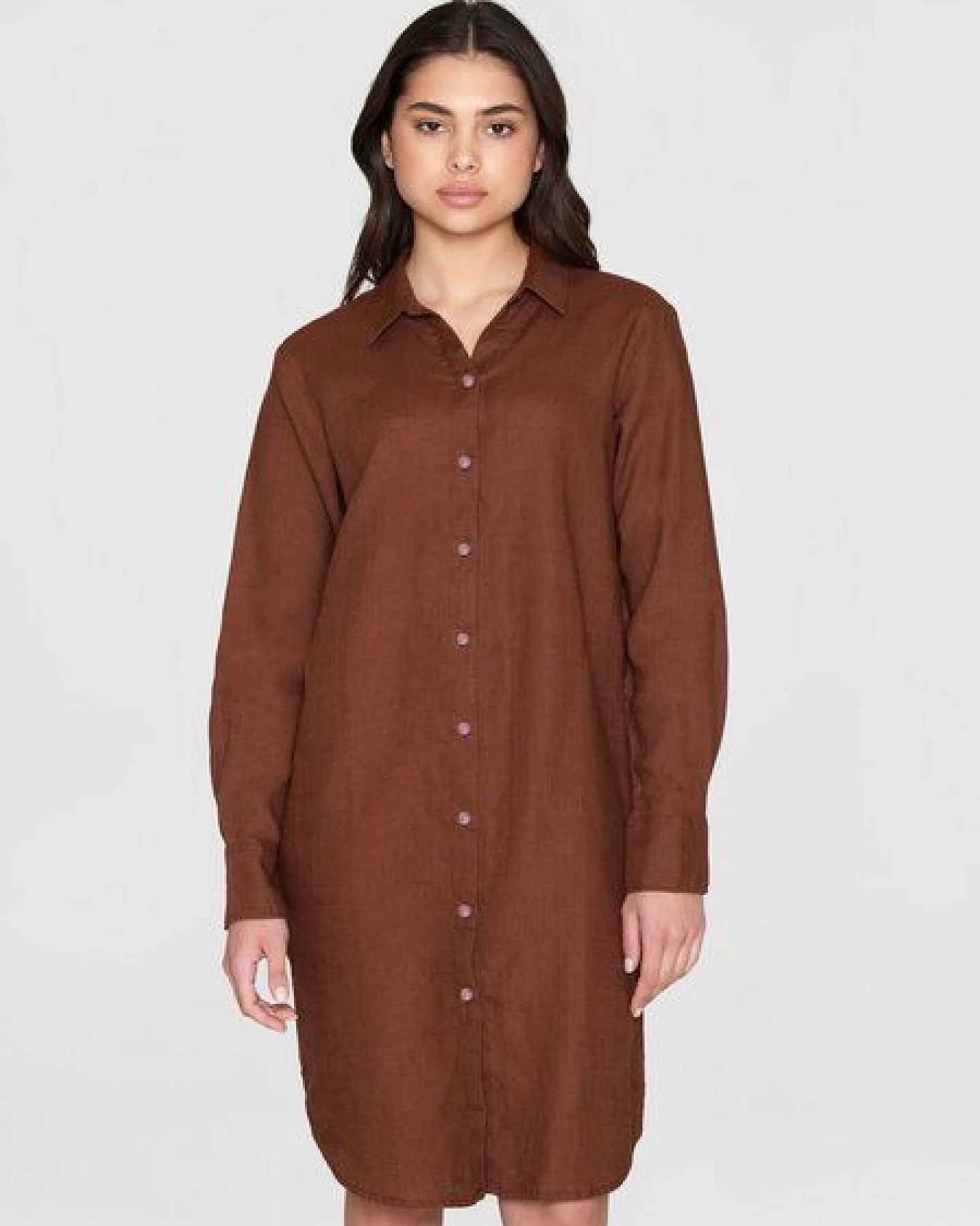KnowledgeCotton Apparel Leinen- Hemdkleid - Classic linen dress - GOTS/Vegan – Ansicht 3