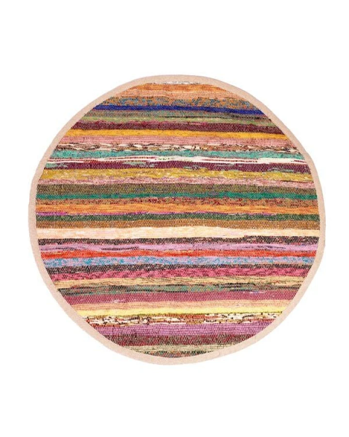 Himal Hemp HH runder Teppich, Tischdecke oder Wanddeko handgewebt aus Recycle Sari