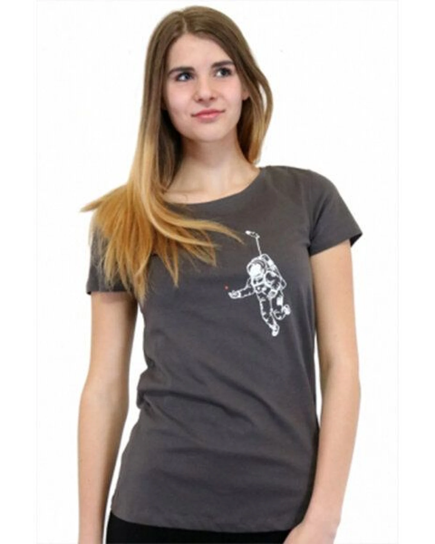 Spangeltangel Damen T-Shirt „Kosmonaut“ grau, für Frauen, Galaxie, Astronaut, Weltall – Ansicht 2