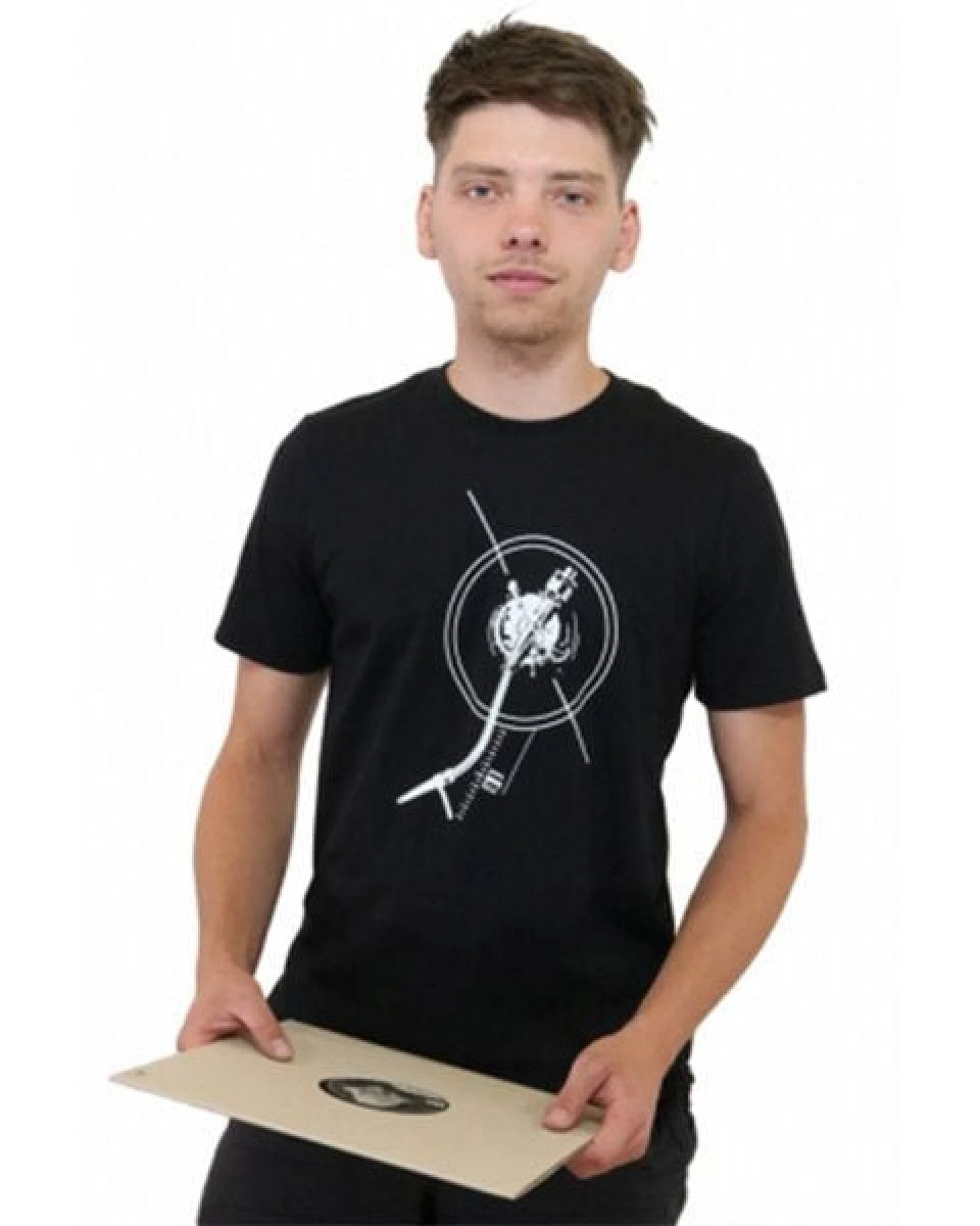 Spangeltangel T-Shirt "Turntable", schwarz, nachhaltig, Herren, Baumwolle, Plattenspieler, Vinyl – Ansicht 3