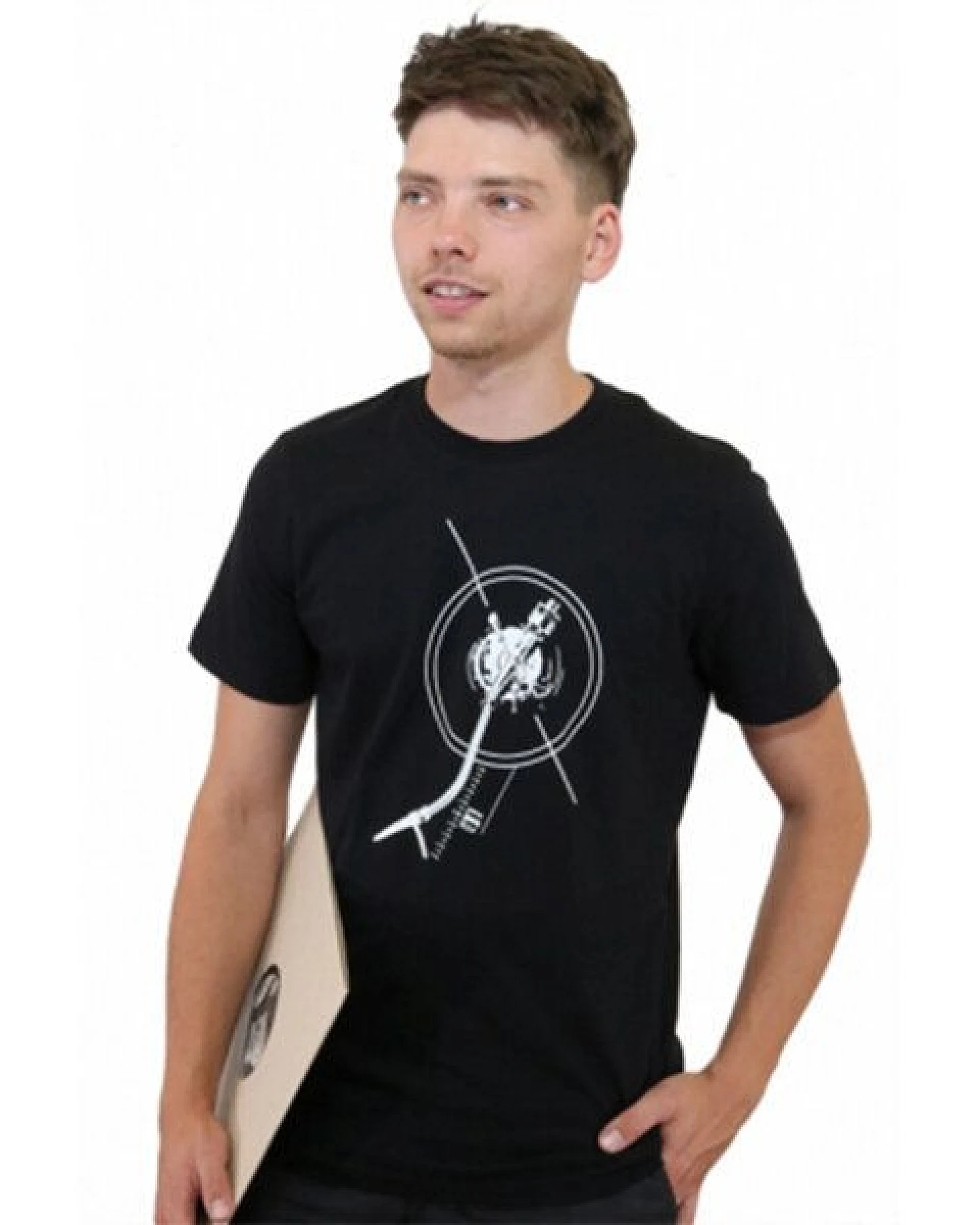 Spangeltangel T-Shirt "Turntable", schwarz, nachhaltig, Herren, Baumwolle, Plattenspieler, Vinyl – Ansicht 2