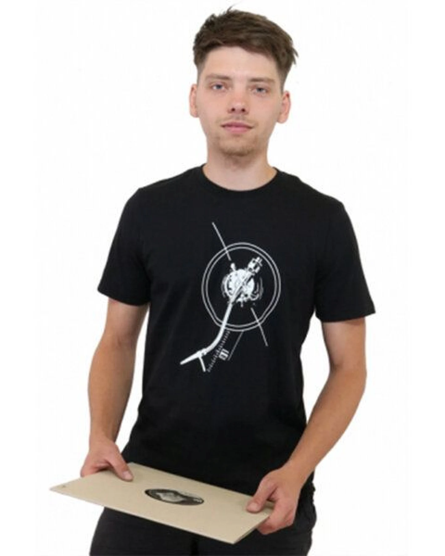 Spangeltangel T-Shirt "Turntable", schwarz, nachhaltig, Herren, Baumwolle, Plattenspieler, Vinyl – Ansicht 3