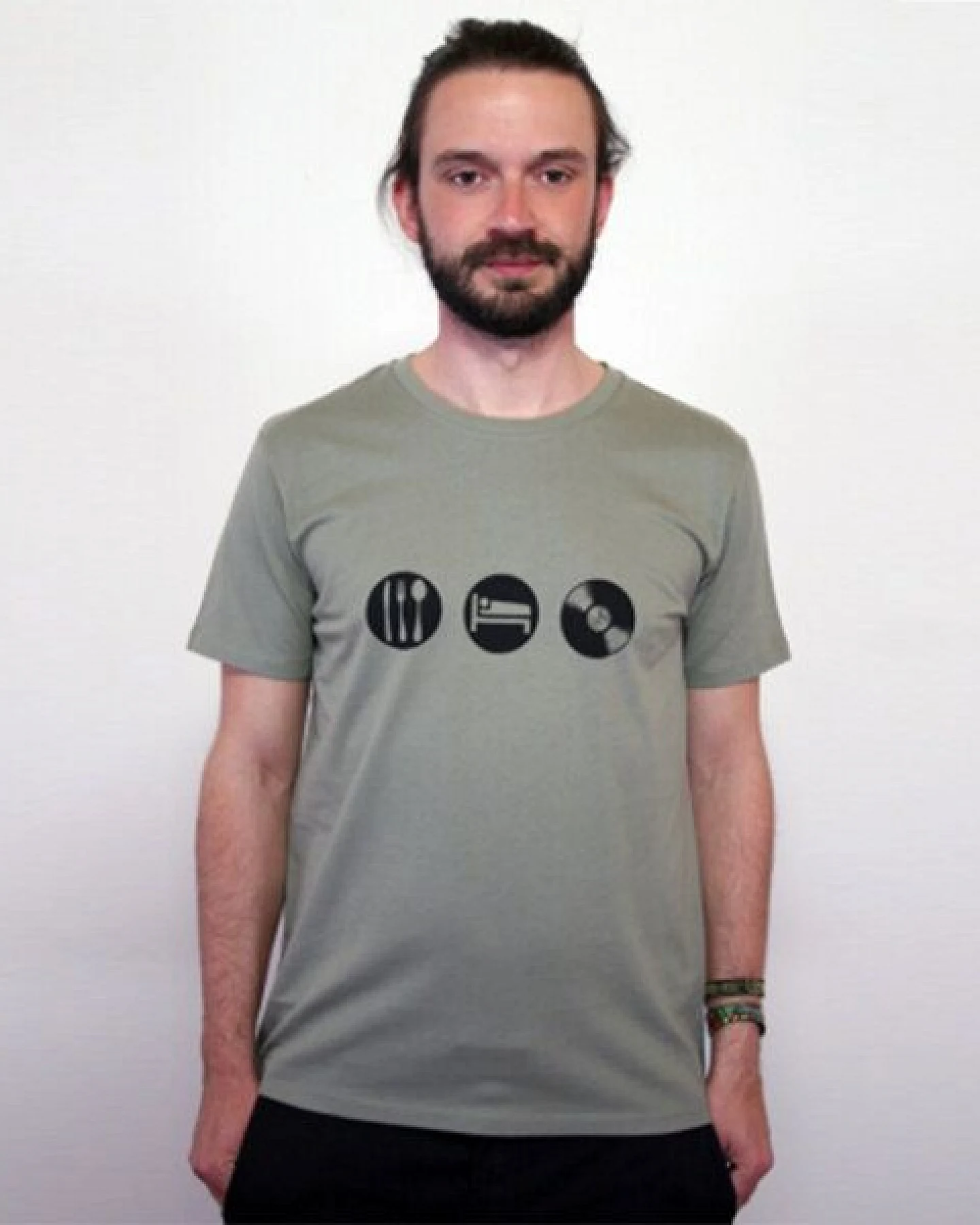 Spangeltangel T-Shirt "Eat, Sleep, Vinyl", nachhaltig, Vinyl, Herren, Plattenspieler, bedruckt – Ansicht 2