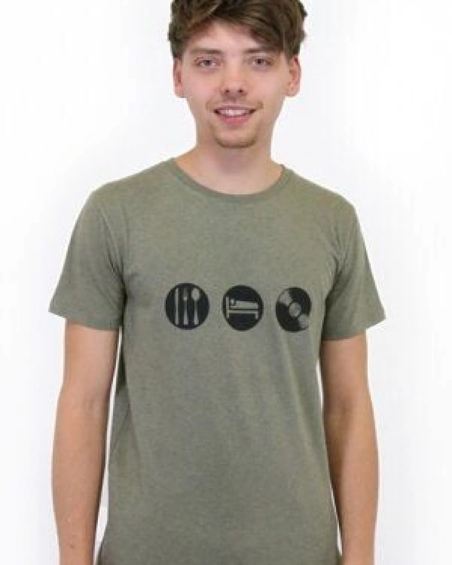 Spangeltangel T-Shirt "Eat, Sleep, Vinyl", nachhaltig, Vinyl, Herren, Plattenspieler, bedruckt – Ansicht 2