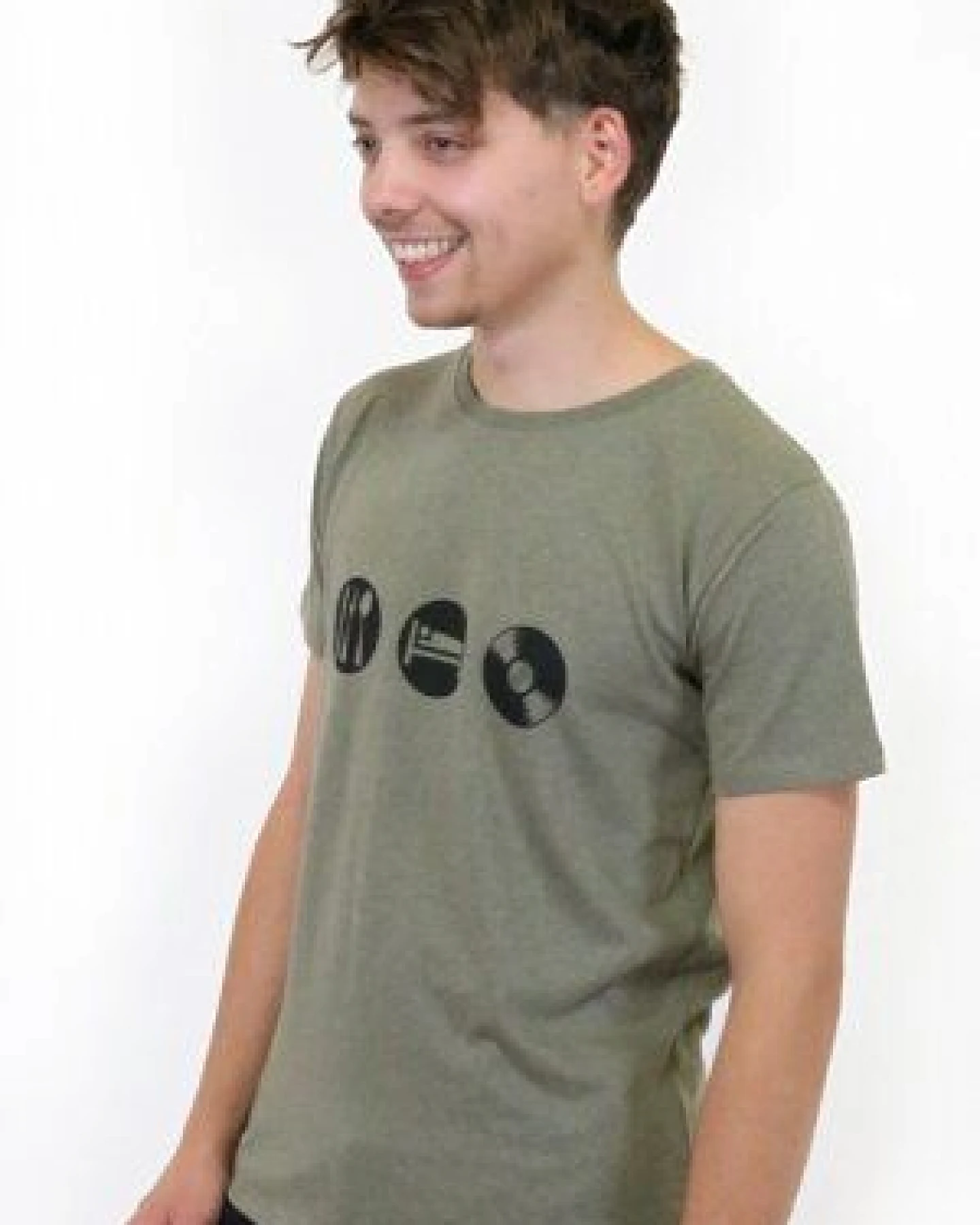 Spangeltangel T-Shirt "Eat, Sleep, Vinyl", nachhaltig, Vinyl, Herren, Plattenspieler, bedruckt – Ansicht 3