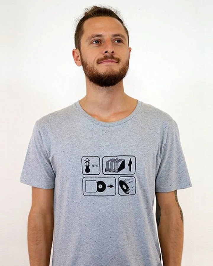 Spangeltangel T-Shirt "35°C", nachhaltig, bedruckt, Herren, Vinyl, Plattenspieler, Platten