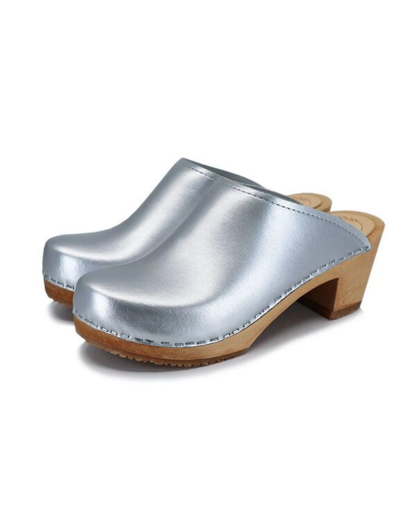 me&myClogs LIVI Holzclogs mit Absatz Silber – Ansicht 2